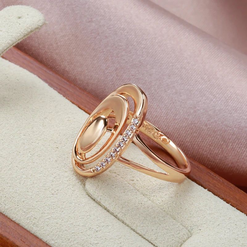 Tasteful Minimalist 585 Rose Gold Ring with Natural Zircon - Uniquely Designed Fashion Jewelry