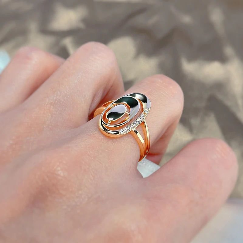 Tasteful Minimalist 585 Rose Gold Ring with Natural Zircon - Uniquely Designed Fashion Jewelry