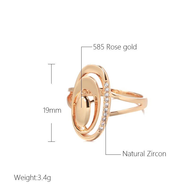 Tasteful Minimalist 585 Rose Gold Ring with Natural Zircon - Uniquely Designed Fashion Jewelry