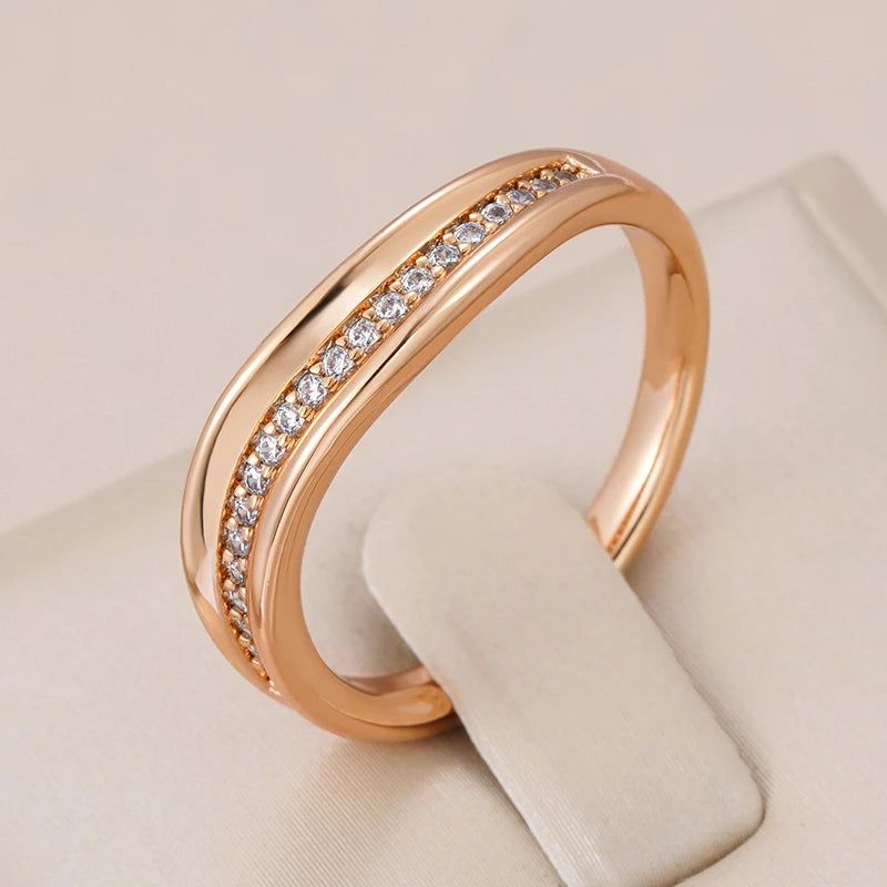 Tasteful Minimalist Zircon Ring in 585 Rose Gold - Holiday Chic Accessory with Free Shipping