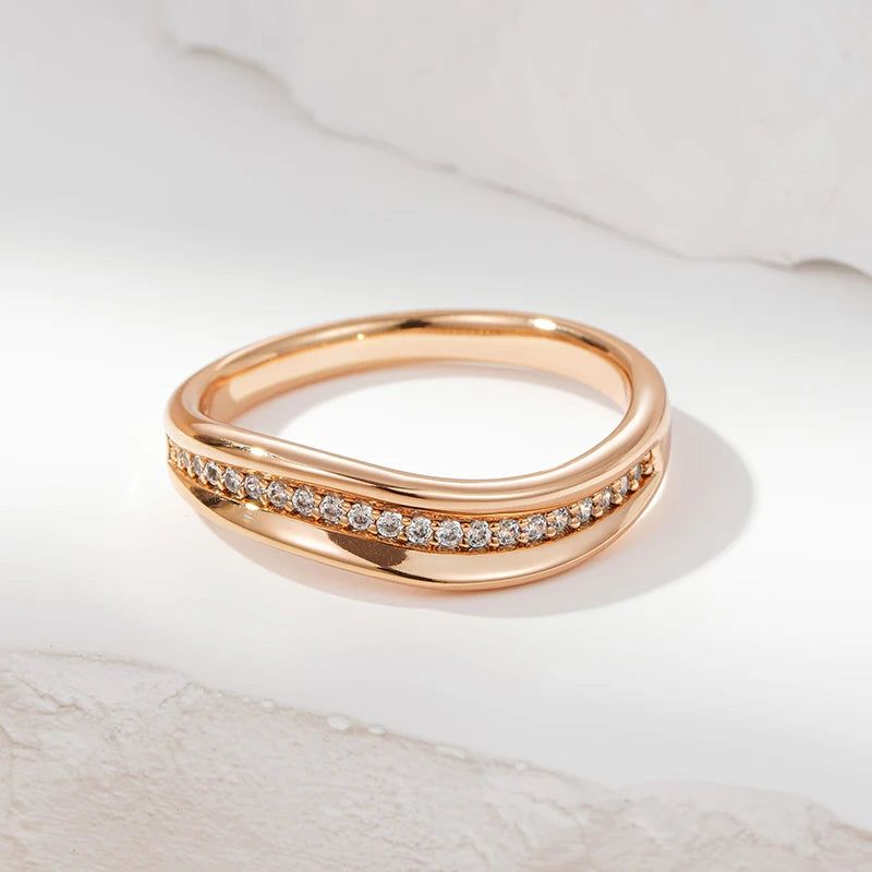 Tasteful Minimalist Zircon Ring in 585 Rose Gold - Holiday Chic Accessory with Free Shipping