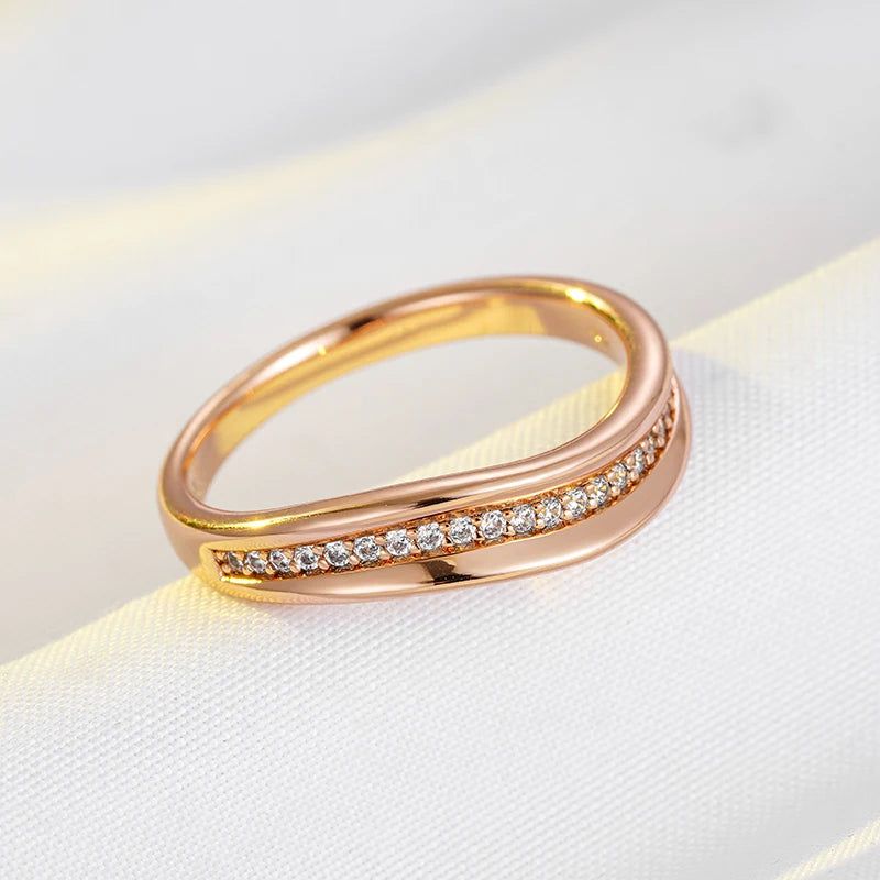 Tasteful Minimalist Zircon Ring in 585 Rose Gold - Holiday Chic Accessory with Free Shipping