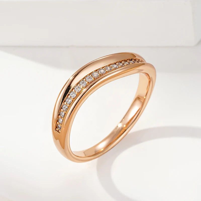 Tasteful Minimalist Zircon Ring in 585 Rose Gold - Holiday Chic Accessory with Free Shipping