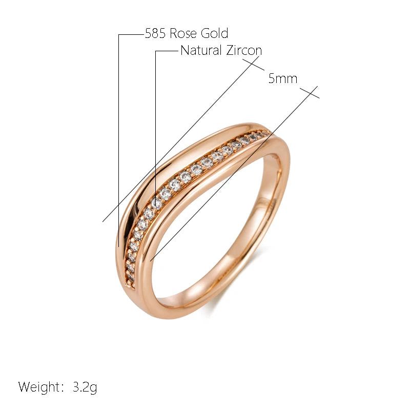 Tasteful Minimalist Zircon Ring in 585 Rose Gold - Holiday Chic Accessory with Free Shipping