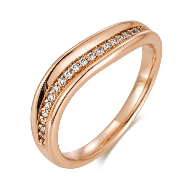 Tasteful Minimalist Zircon Ring in 585 Rose Gold - Holiday Chic Accessory with Free Shipping