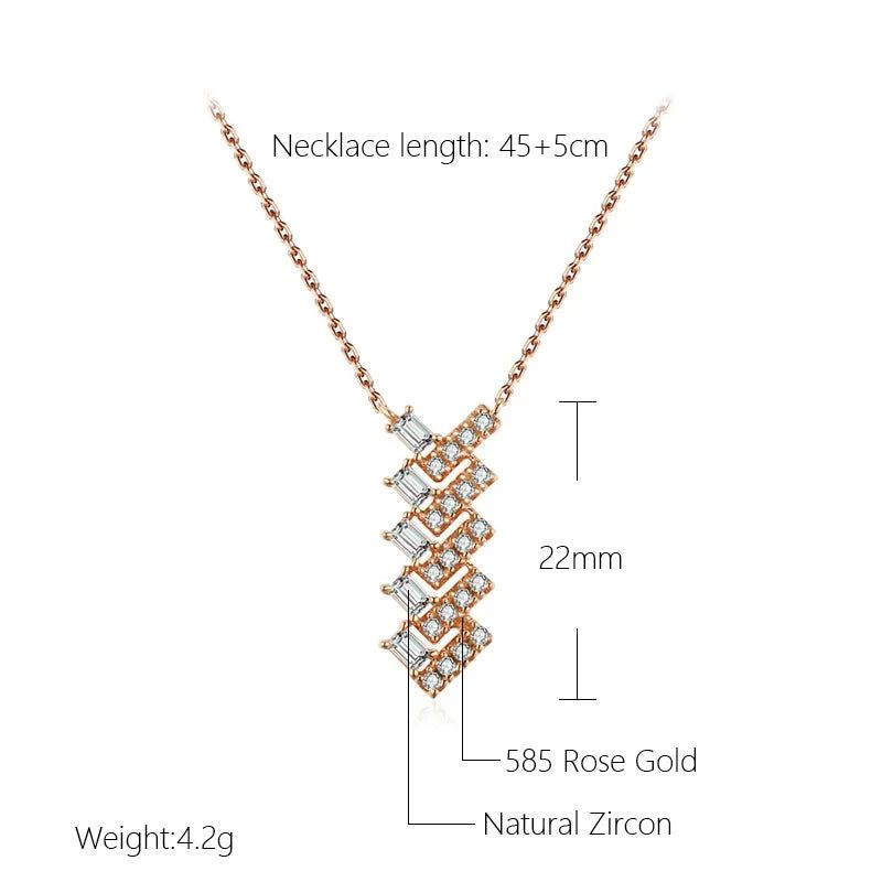 Tasteful Natural Zircon Arrow Pendant Necklace in 585 Rose Gold - High-Quality Fashion Jewelry