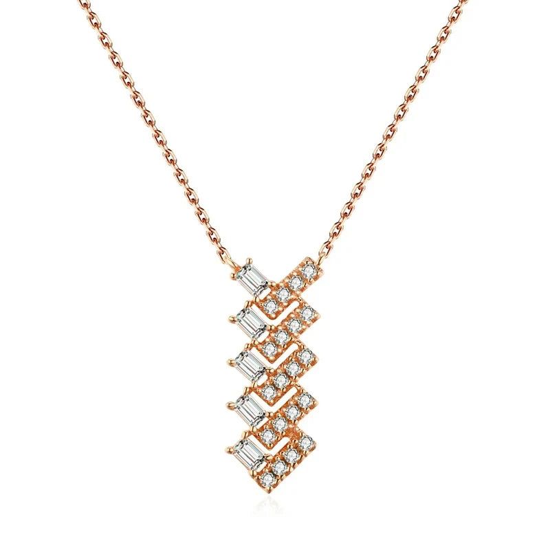 Tasteful Natural Zircon Arrow Pendant Necklace in 585 Rose Gold - High-Quality Fashion Jewelry