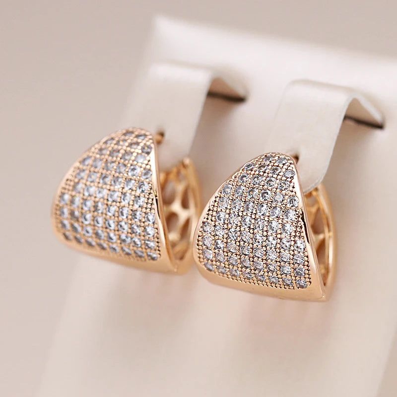 Tasteful Natural Zircon Hoop Earrings in Luxurious 585 Rose Gold