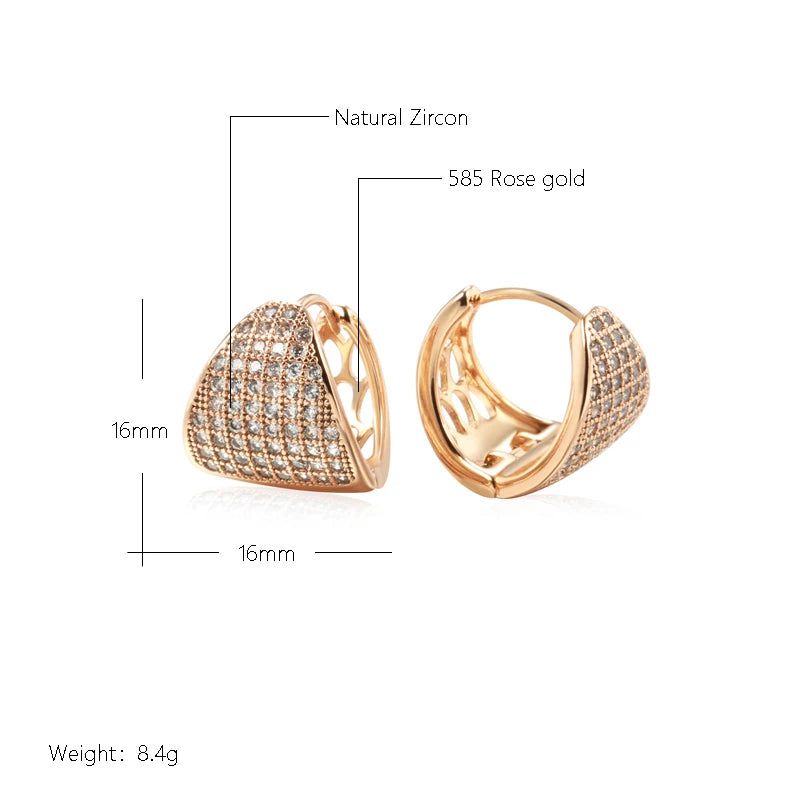 Tasteful Natural Zircon Hoop Earrings in Luxurious 585 Rose Gold