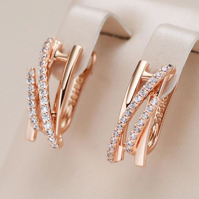 Tasteful Natural Zircon Rose Gold Drop Earrings - Romantic Crystal Jewelry