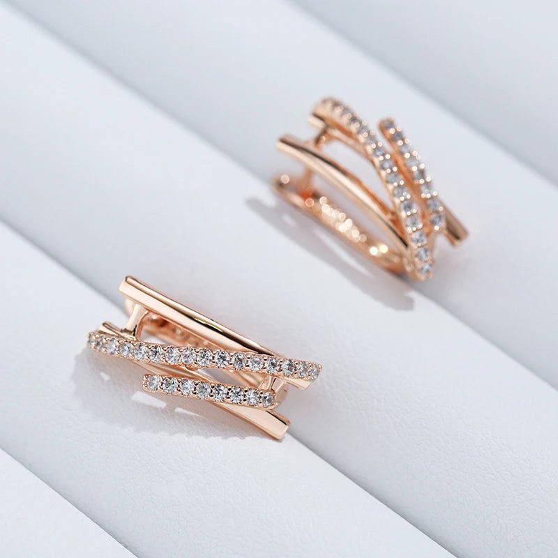 Tasteful Natural Zircon Rose Gold Drop Earrings - Romantic Crystal Jewelry