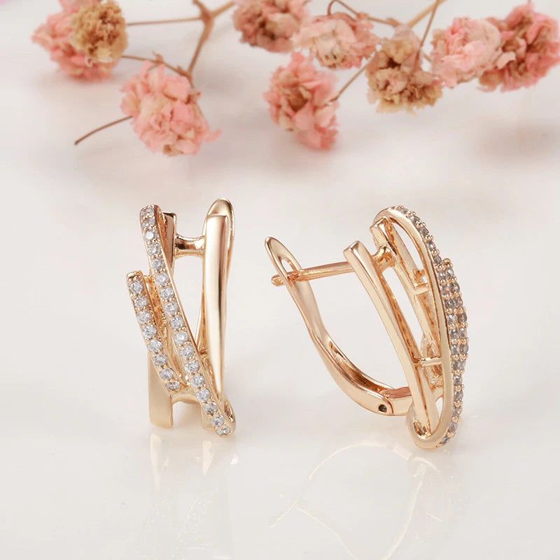 Tasteful Natural Zircon Rose Gold Drop Earrings - Romantic Crystal Jewelry