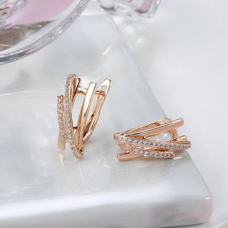 Tasteful Natural Zircon Rose Gold Drop Earrings - Romantic Crystal Jewelry