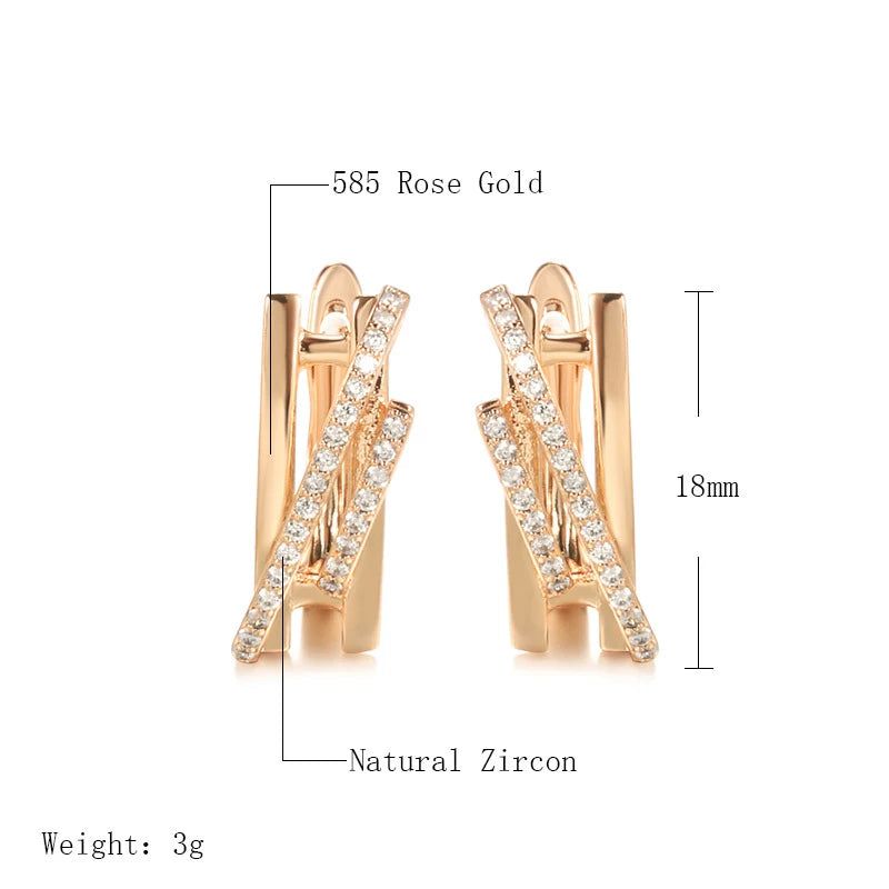 Tasteful Natural Zircon Rose Gold Drop Earrings - Romantic Crystal Jewelry