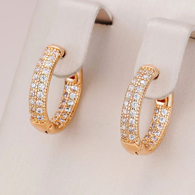 Tasteful Natural Zircon Rose Gold Stud Earrings - Classic and Trendy Jewelry