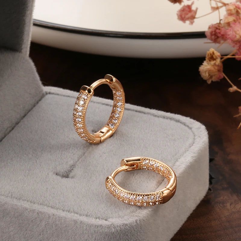 Tasteful Natural Zircon Rose Gold Stud Earrings - Classic and Trendy Jewelry