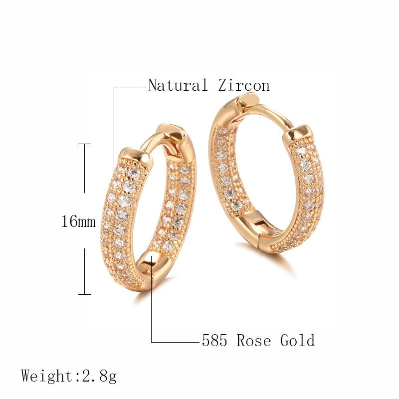 Tasteful Natural Zircon Rose Gold Stud Earrings - Classic and Trendy Jewelry