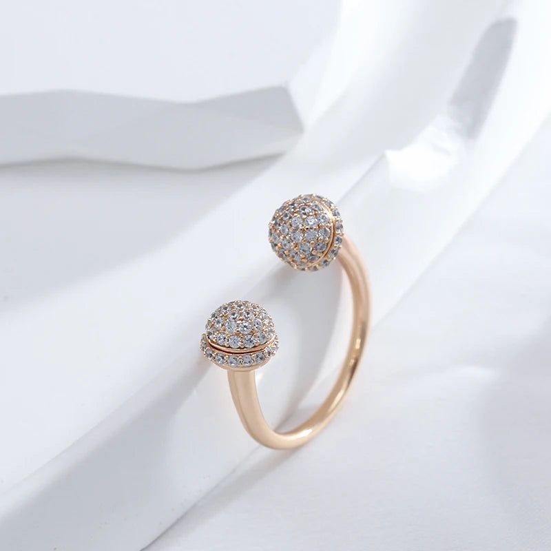 Tasteful Open Ring with Natural Zircon in Rose Gold Finish