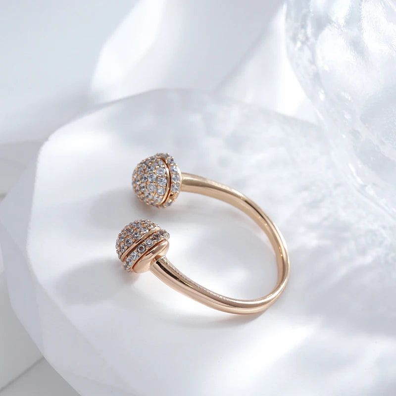 Tasteful Open Ring with Natural Zircon in Rose Gold Finish