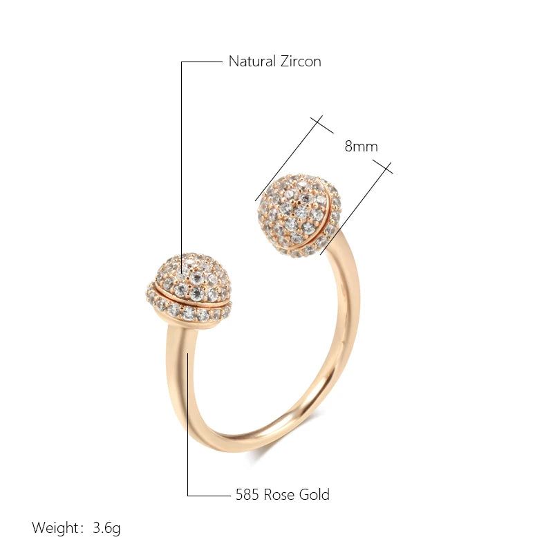 Tasteful Open Ring with Natural Zircon in Rose Gold Finish