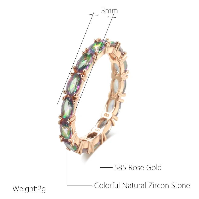 Tasteful Oval Colorful Zircon Ring in 585 Rose Gold - Fashionable Natural Stone Jewelry