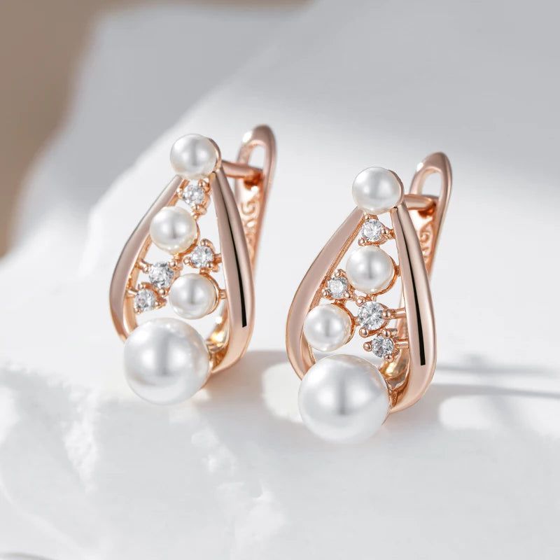 Tasteful Pearl Drop Earrings in 585 Rose Gold for Bridal and Special Occasions 2024