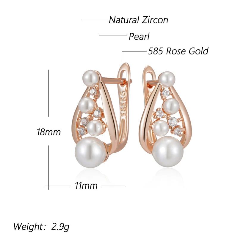 Tasteful Pearl Drop Earrings in 585 Rose Gold for Bridal and Special Occasions 2024