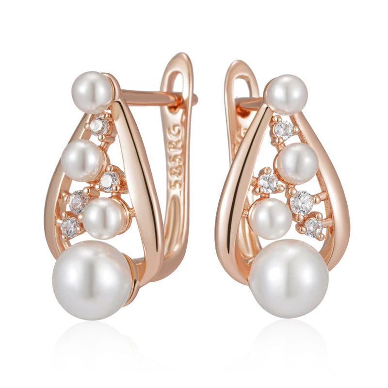 Tasteful Pearl Drop Earrings in 585 Rose Gold for Bridal and Special Occasions 2024