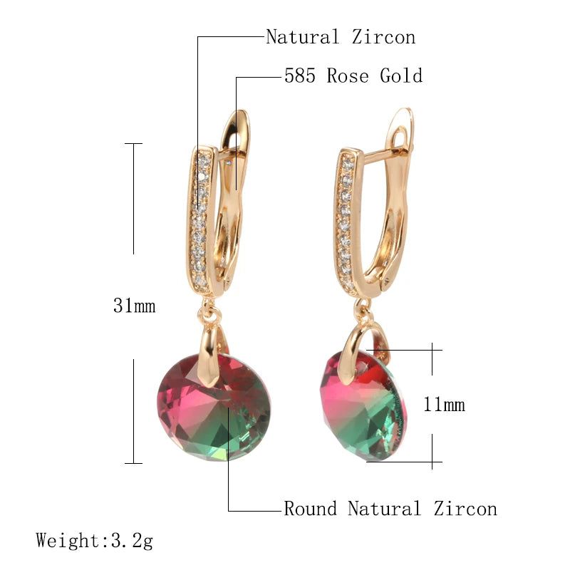 Tasteful Rainbow Zircon Drop Earrings in 585 Rose Gold - High-Quality Fashion Jewelry