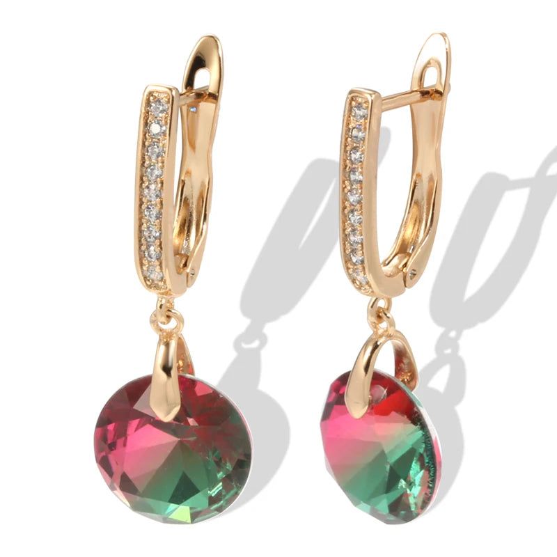 Tasteful Rainbow Zircon Drop Earrings in 585 Rose Gold - High-Quality Fashion Jewelry