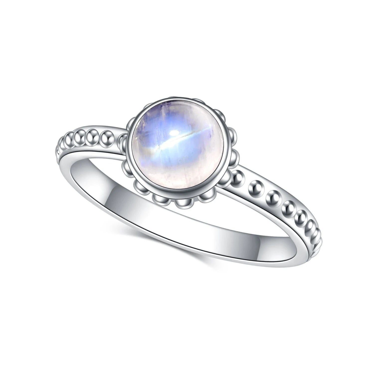 Textured Milky Blue Moonstone Ring in 925 Sterling Silver, Stylish Gemstone Ring, Moonstone Jewellery, for Her