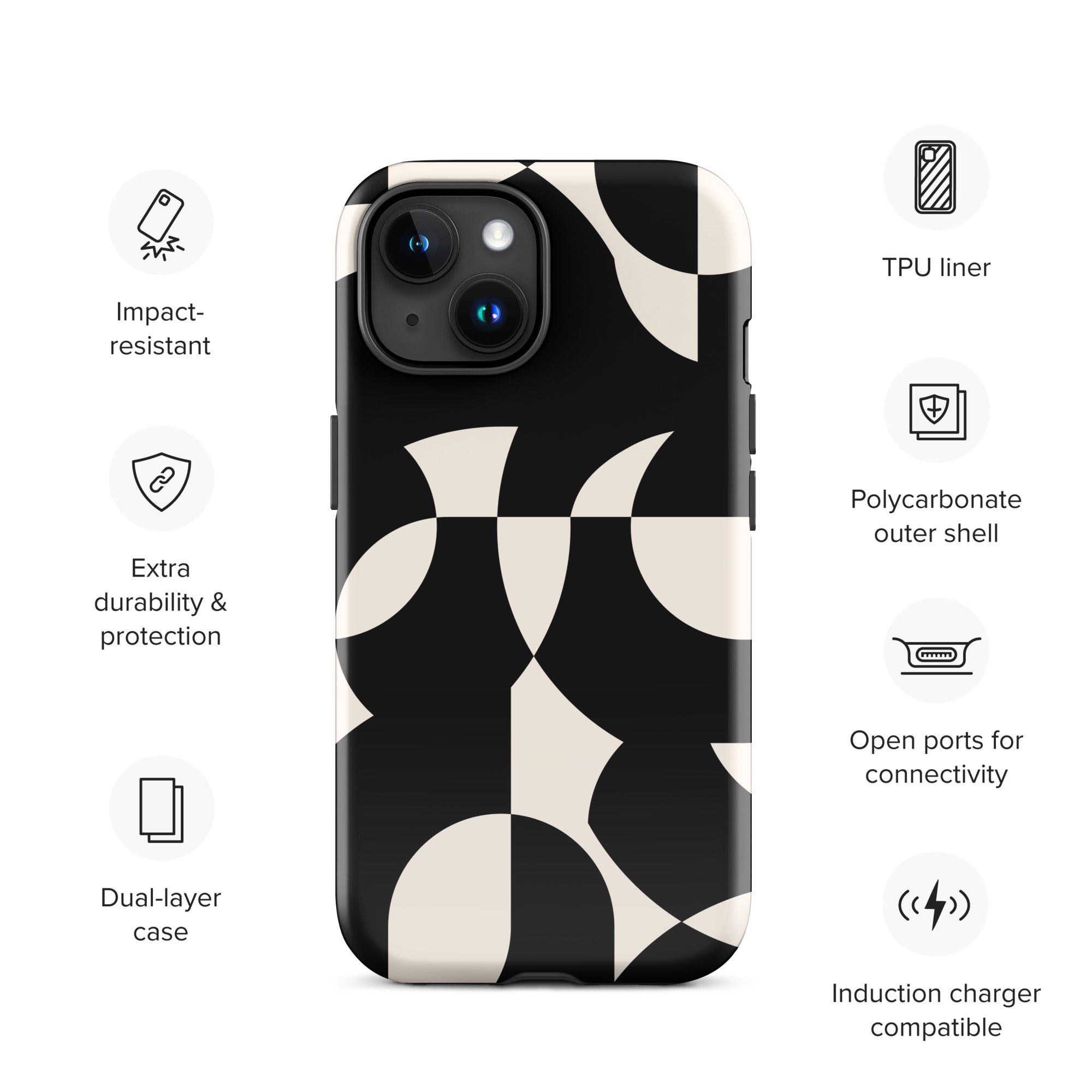 Tough Case for iPhone® iPhone 15 Abstract Geometric Wall Design