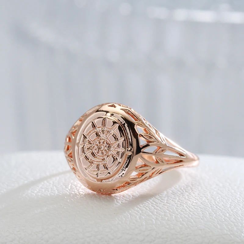 Trendy 585 Rose Gold Geometric Cocktail Rings - Stylish Round Jewelry