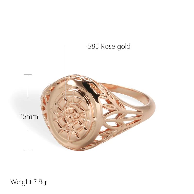 Trendy 585 Rose Gold Geometric Cocktail Rings - Stylish Round Jewelry