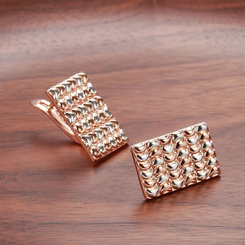 Trendy 585 Rose Gold Geometric Dangle Earrings - High-Quality Fashion Jewelry