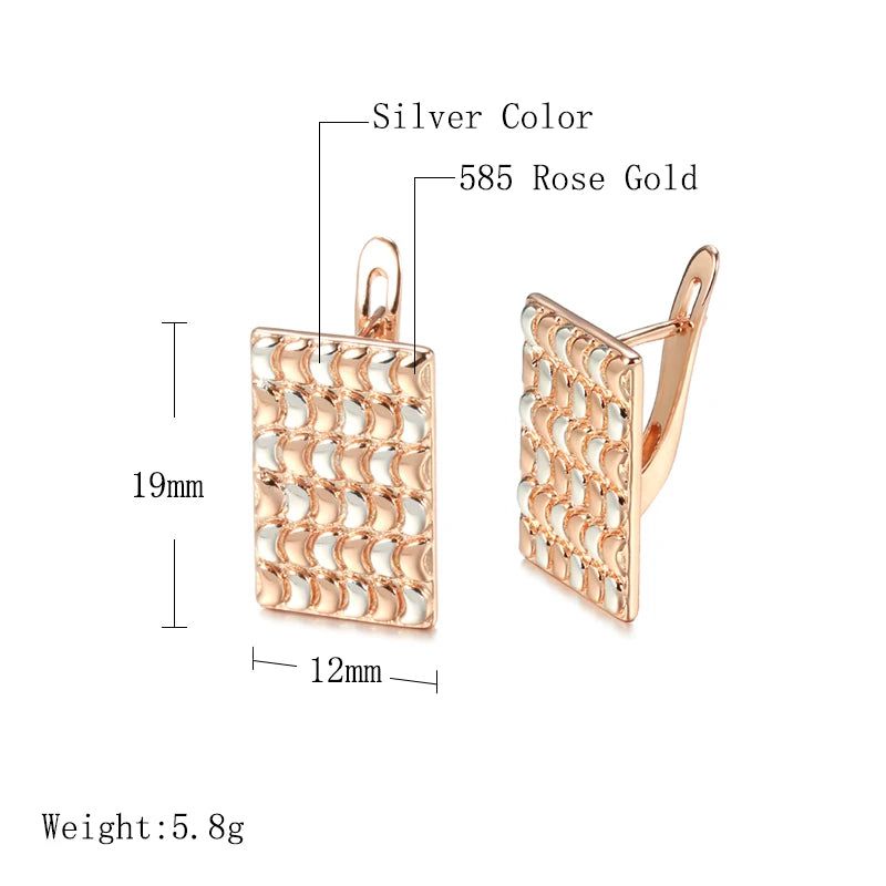 Trendy 585 Rose Gold Geometric Dangle Earrings - High-Quality Fashion Jewelry