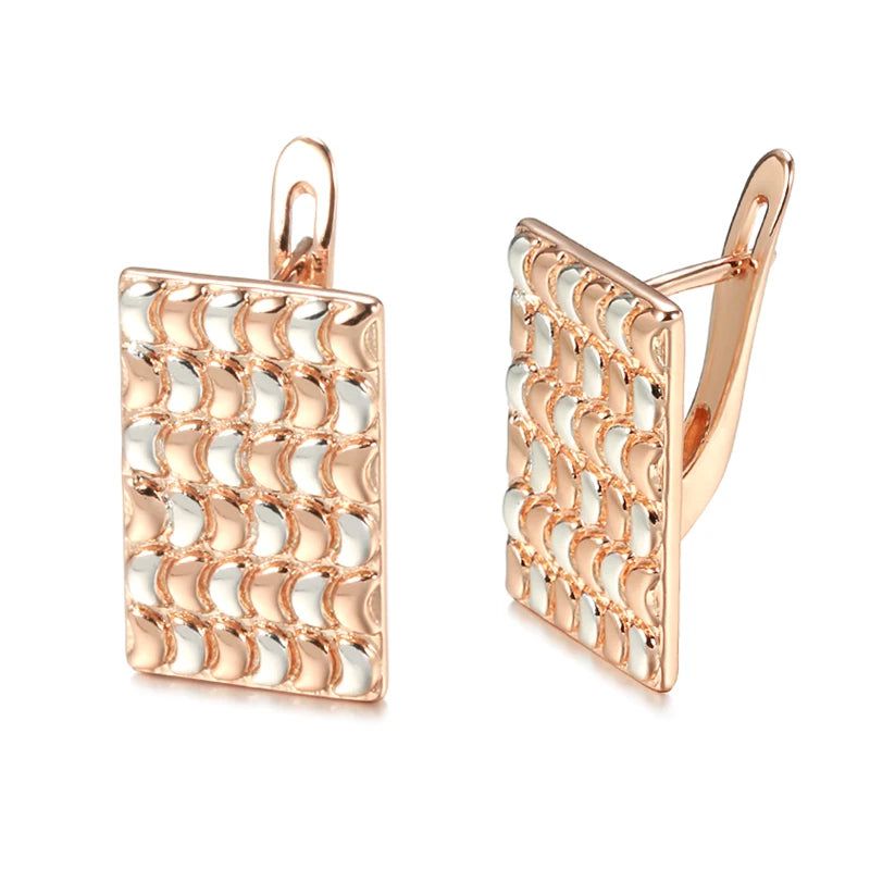 Trendy 585 Rose Gold Geometric Dangle Earrings - High-Quality Fashion Jewelry