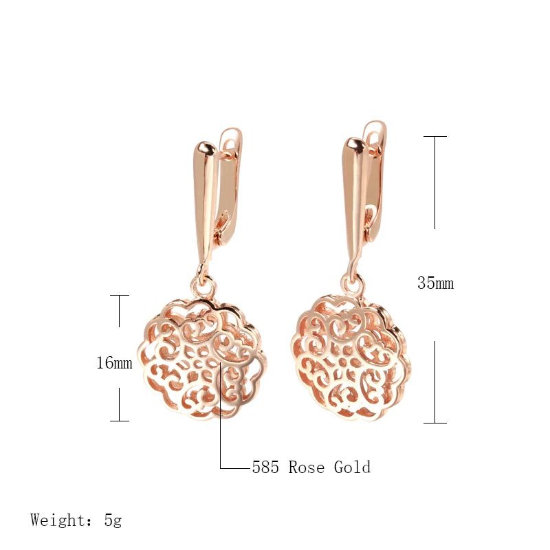 Trendy 585 Rose Gold Hollow Flower Drop Earrings - Statement Fashion Jewelry