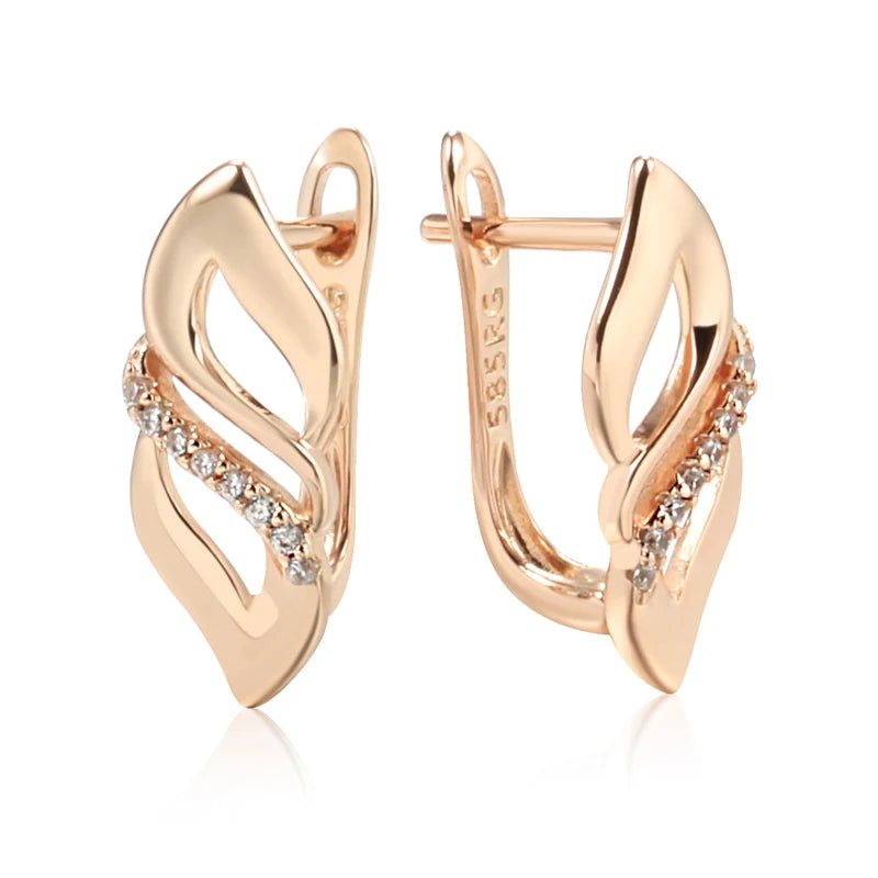 Trendy 585 Rose Gold Plated Drop Earrings with Natural Zircon Accents