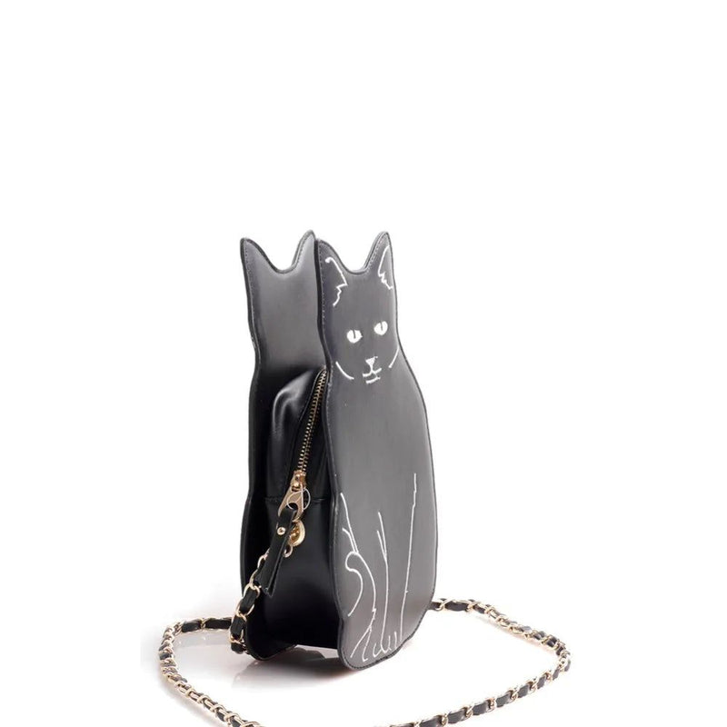 Trendy BLACK CAT Chain Crossbody Bag for Women - Unique Animal-Themed Messenger Purse