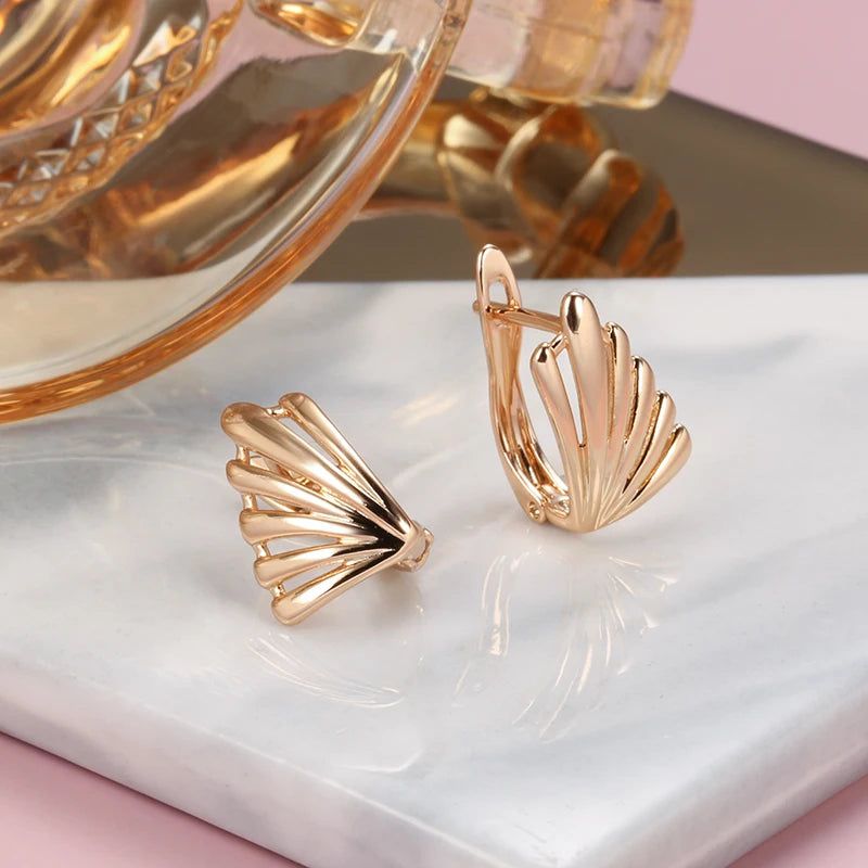 Trendy Geometric Rose Gold Dangle Earrings - High-Quality Fashion Jewelry