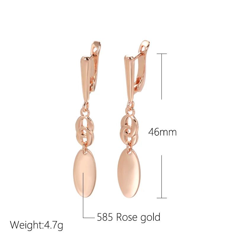 Trendy Geometric Rose Gold Dangle Earrings in Glossy Finish - High-Quality Fashion Jewelry