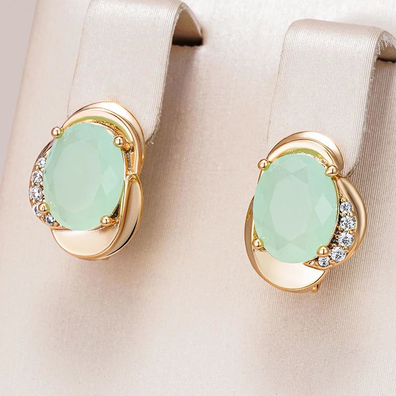 Trendy Hot Green Zircon Drop Earrings in 585 Rose Gold for Elegant Occasions