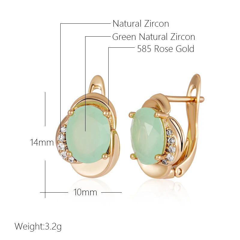 Trendy Hot Green Zircon Drop Earrings in 585 Rose Gold for Elegant Occasions