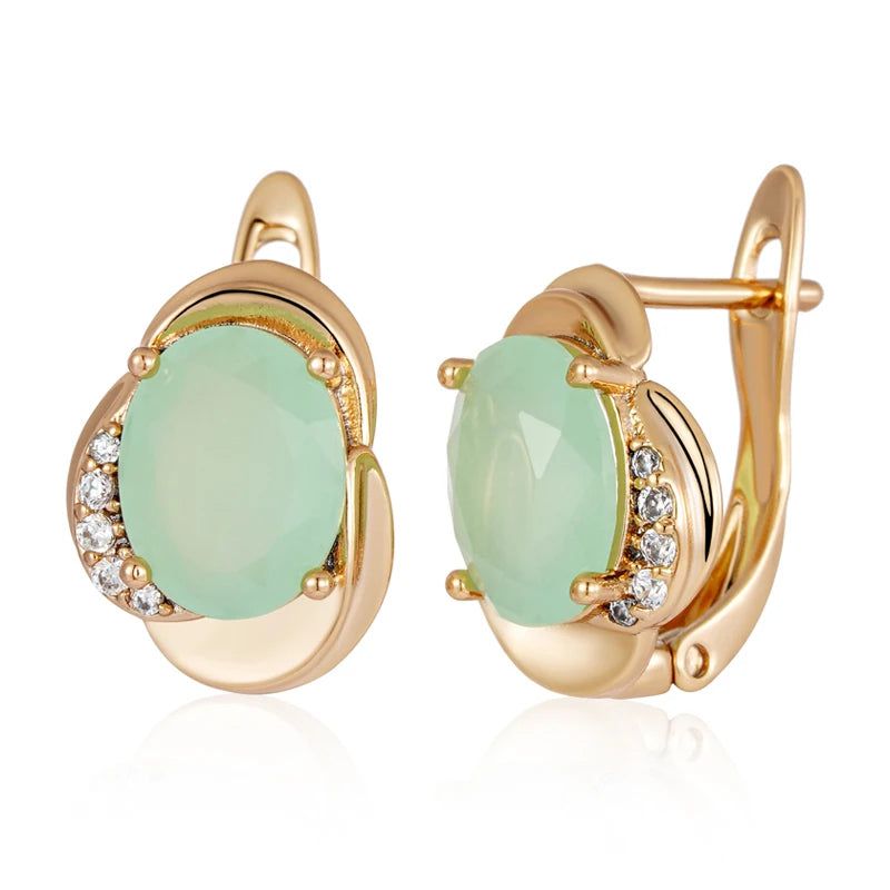 Trendy Hot Green Zircon Drop Earrings in 585 Rose Gold for Elegant Occasions