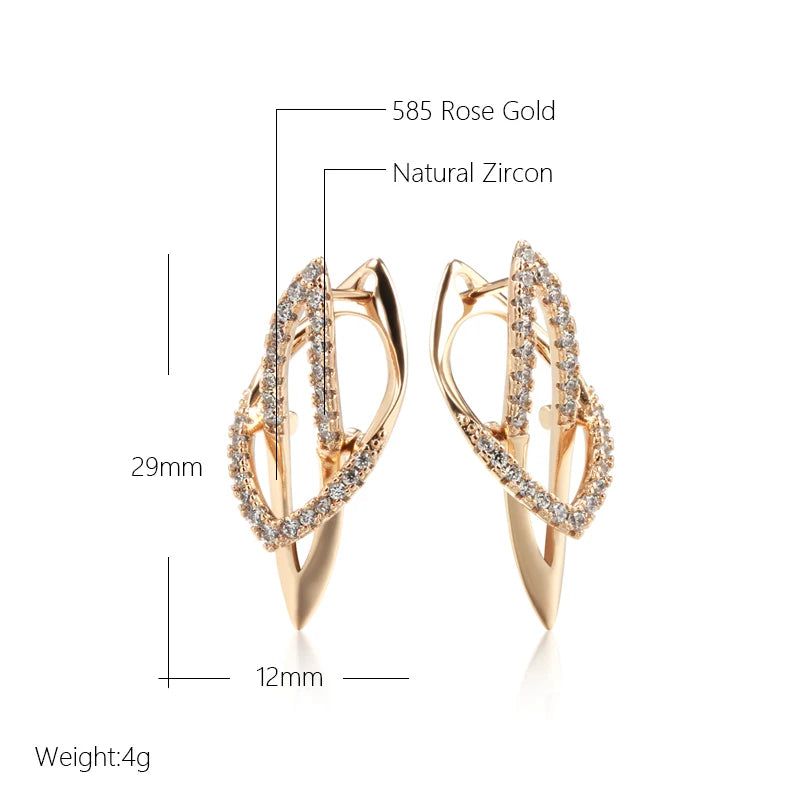 Trendy Rose Gold Color Natural Zircon Dangle Earrings with Unique Micro-set Design