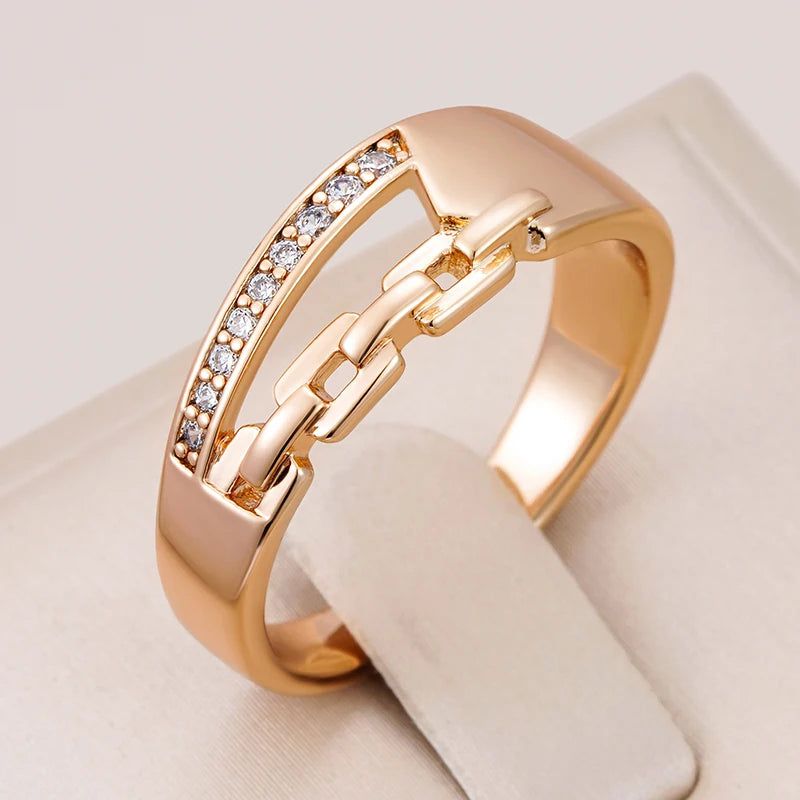 Trendy Rose Gold Cross Cocktail Ring with Sparkling Natural Zircon