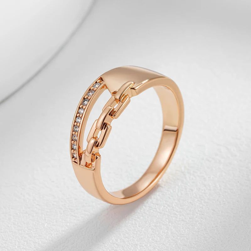 Trendy Rose Gold Cross Cocktail Ring with Sparkling Natural Zircon