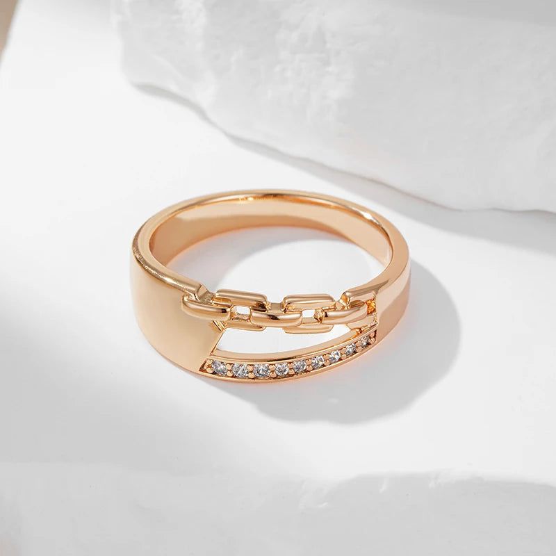 Trendy Rose Gold Cross Cocktail Ring with Sparkling Natural Zircon