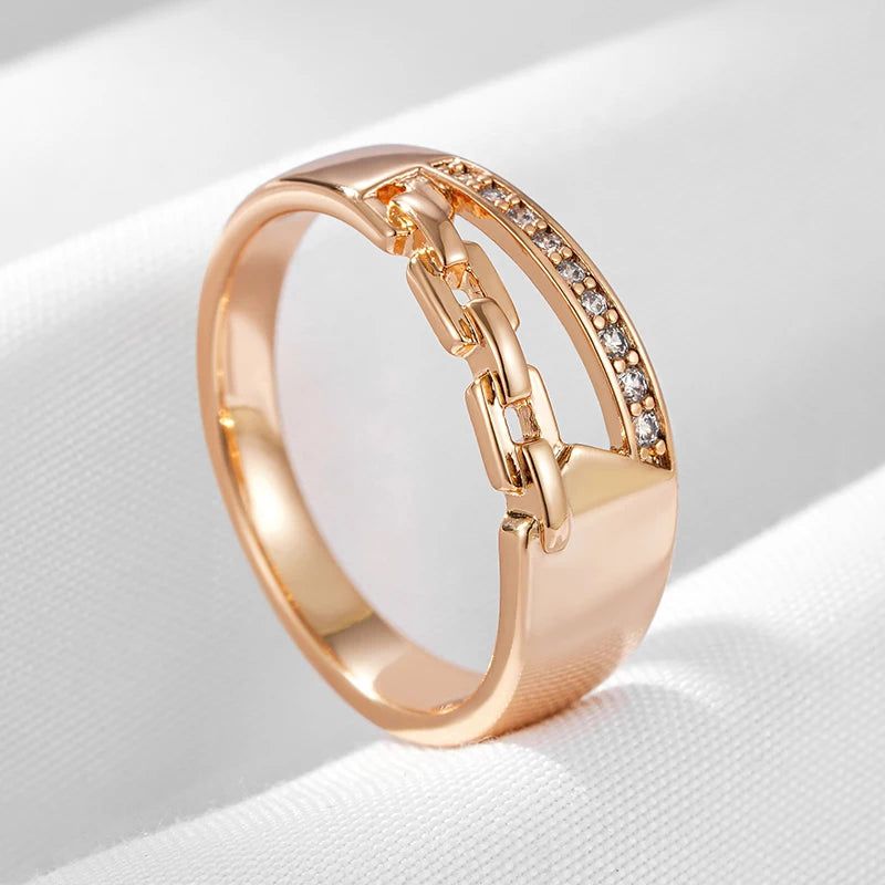 Trendy Rose Gold Cross Cocktail Ring with Sparkling Natural Zircon